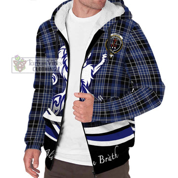 Clarke Tartan Sherpa Hoodie with Alba Gu Brath Regal Lion Emblem