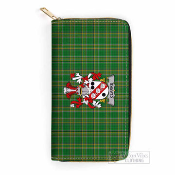 Clarke Irish Clan Tartan Women's Leather Wallet with Coat of Arms One Size 19.7*10.5*3.5 cm - Tartan Vibes Clothing