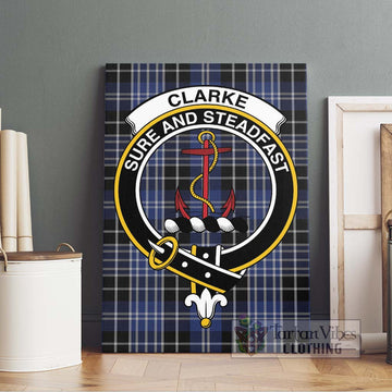 Clarke Tartan Canvas Print Wall Art with Family Crest Without Frame - Tartan Vibes Clothing