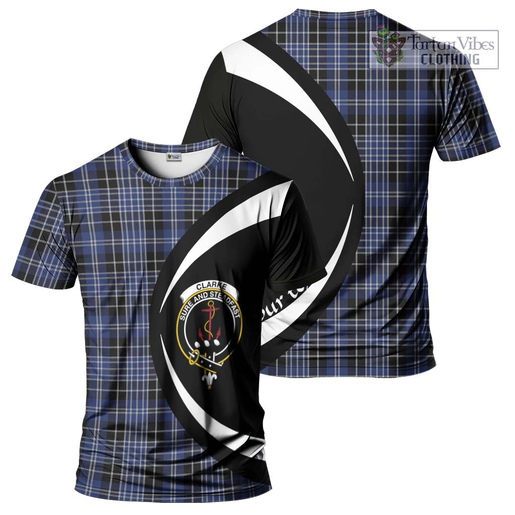 Tartan Vibes Clothing Clarke Tartan T-Shirt with Family Crest Circle Style