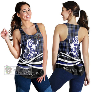 Clarke Tartan Women's Racerback Tanks with Alba Gu Brath Regal Lion Emblem