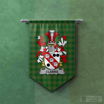 Clarke Irish Clan Tartan Gonfalon, Tartan Banner with Coat of Arms Chevron - Tartan Vibes Clothing
