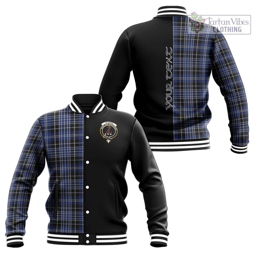 Clarke Tartan Baseball Jacket with Family Crest and Half Of Me Style Unisex - Tartanvibesclothing Shop