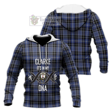 Clarke Tartan Knitted Hoodie with Family Crest DNA In Me Style