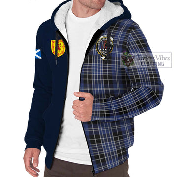 Clarke Tartan Sherpa Hoodie Alba with Scottish Lion Royal Arm Half Style