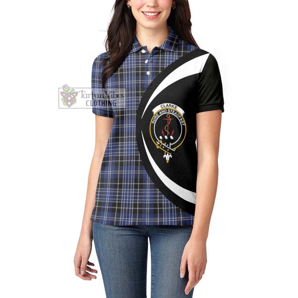 Clarke Tartan Women's Polo Shirt with Family Crest Circle Style - Tartan Vibes Clothing