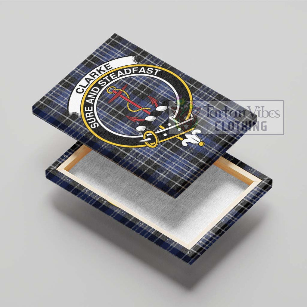 Clarke Tartan Canvas Print Wall Art with Family Crest - Tartan Vibes Clothing