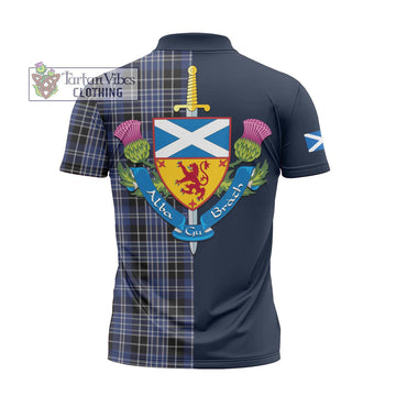 Clarke Tartan Zipper Polo Shirt Alba with Scottish Lion Royal Arm Half Style