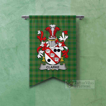 Clarke Irish Clan Tartan Gonfalon, Tartan Banner with Coat of Arms Fishtail - Tartan Vibes Clothing