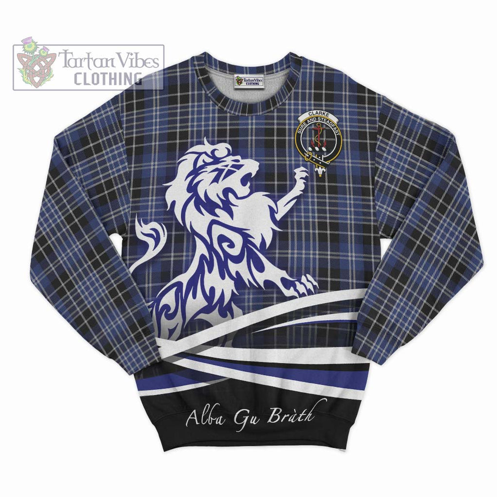 Clarke Tartan Sweatshirt with Alba Gu Brath Regal Lion Emblem - Tartanvibesclothing Shop