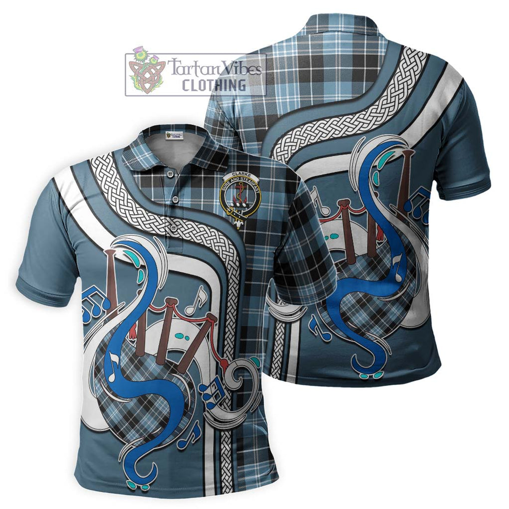 Tartan Vibes Clothing Clarke Ancient Tartan Polo Shirt with Epic Bagpipe Style