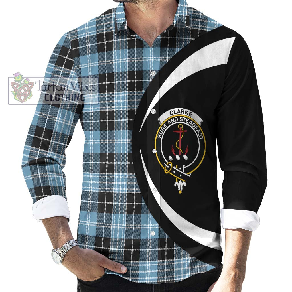 Clarke Ancient Tartan Long Sleeve Button Up with Family Crest Circle Style - Tartan Vibes Clothing