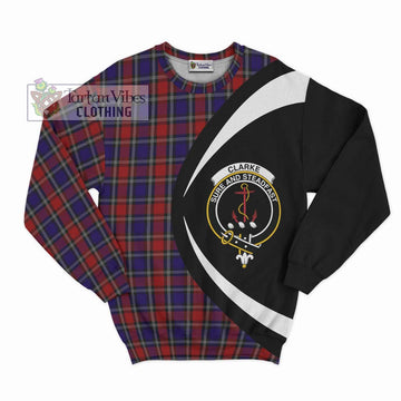 Clarke Red Tartan Sweatshirt with Family Crest Circle Style