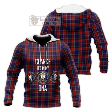 Clarke Red Tartan Knitted Hoodie with Family Crest DNA In Me Style