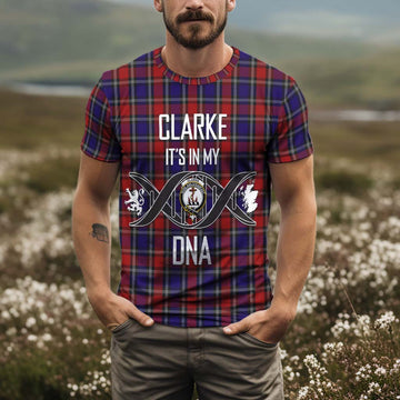 Clarke Red Tartan T-Shirt with Family Crest DNA In Me Style