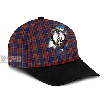 Clarke Red Tartan Classic Cap with Family Crest In Me Style