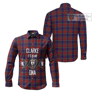 Clarke Red Tartan Long Sleeve Button Shirt with Family Crest DNA In Me Style