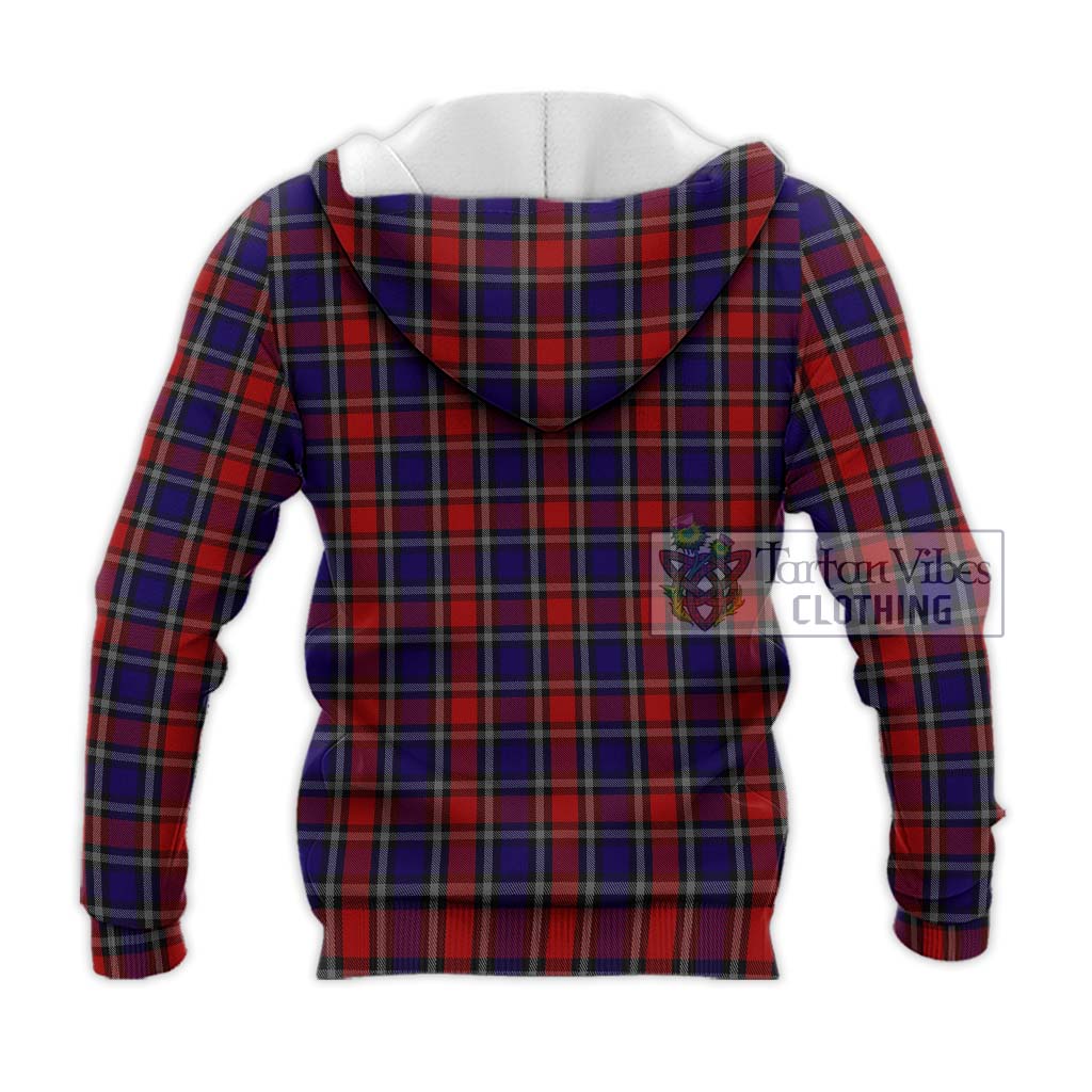 Tartan Vibes Clothing Clarke Red Tartan Knitted Hoodie with Family Crest DNA In Me Style