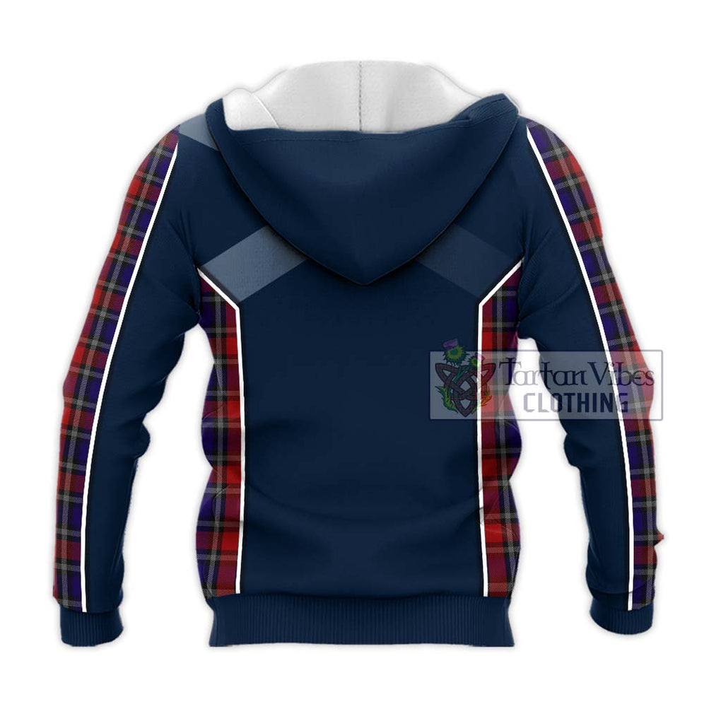 Clarke Red Tartan Knitted Hoodie with Family Crest and Lion Rampant Vibes Sport Style - Tartan Vibes Clothing