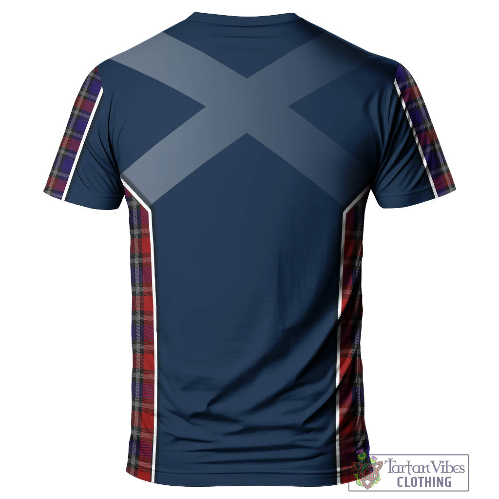 Tartan Vibes Clothing Clarke Red Tartan T-Shirt with Family Crest and Scottish Thistle Vibes Sport Style