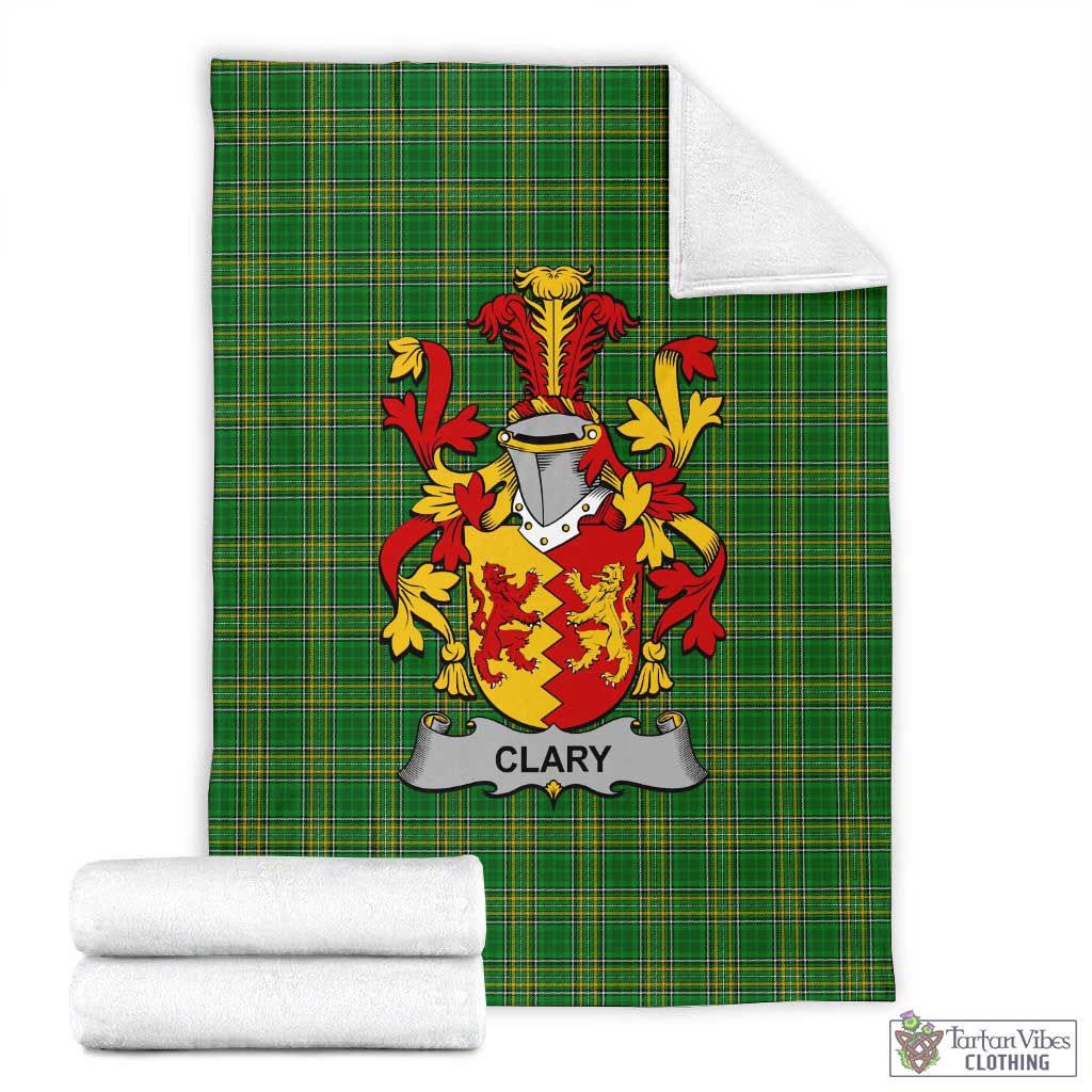 Tartan Vibes Clothing Clary Irish Clan Tartan Blanket with Coat of Arms