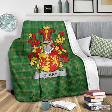 Clary Irish Clan Tartan Blanket with Coat of Arms