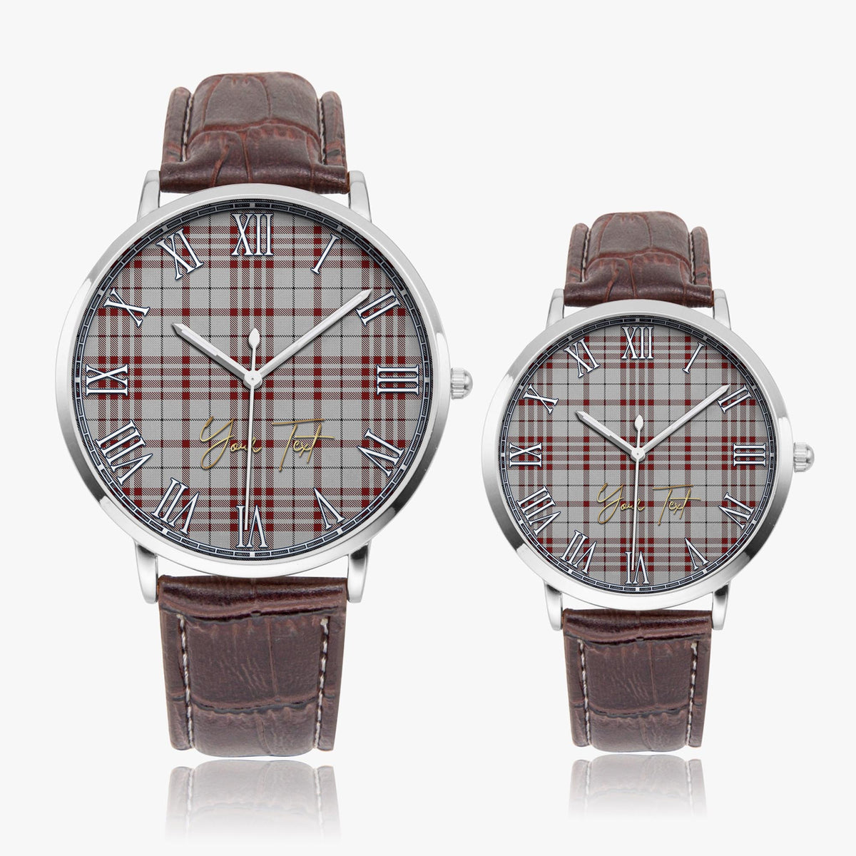 Clayton Tartan Personalized Your Text Leather Trap Quartz Watch - Tartan Vibes Clothing