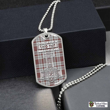 Clayton Tartan Dog Tag Necklace Viking Mjolnir Style