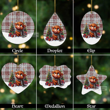 Clayton Tartan Christmas Aluminium Ornament with Adorable Highland Coo