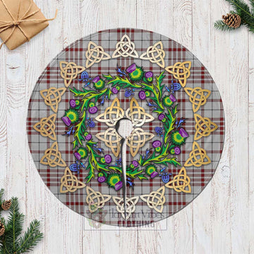 Clayton Tartan Christmas Tree Skirt with Thistle Celtic Knot Style