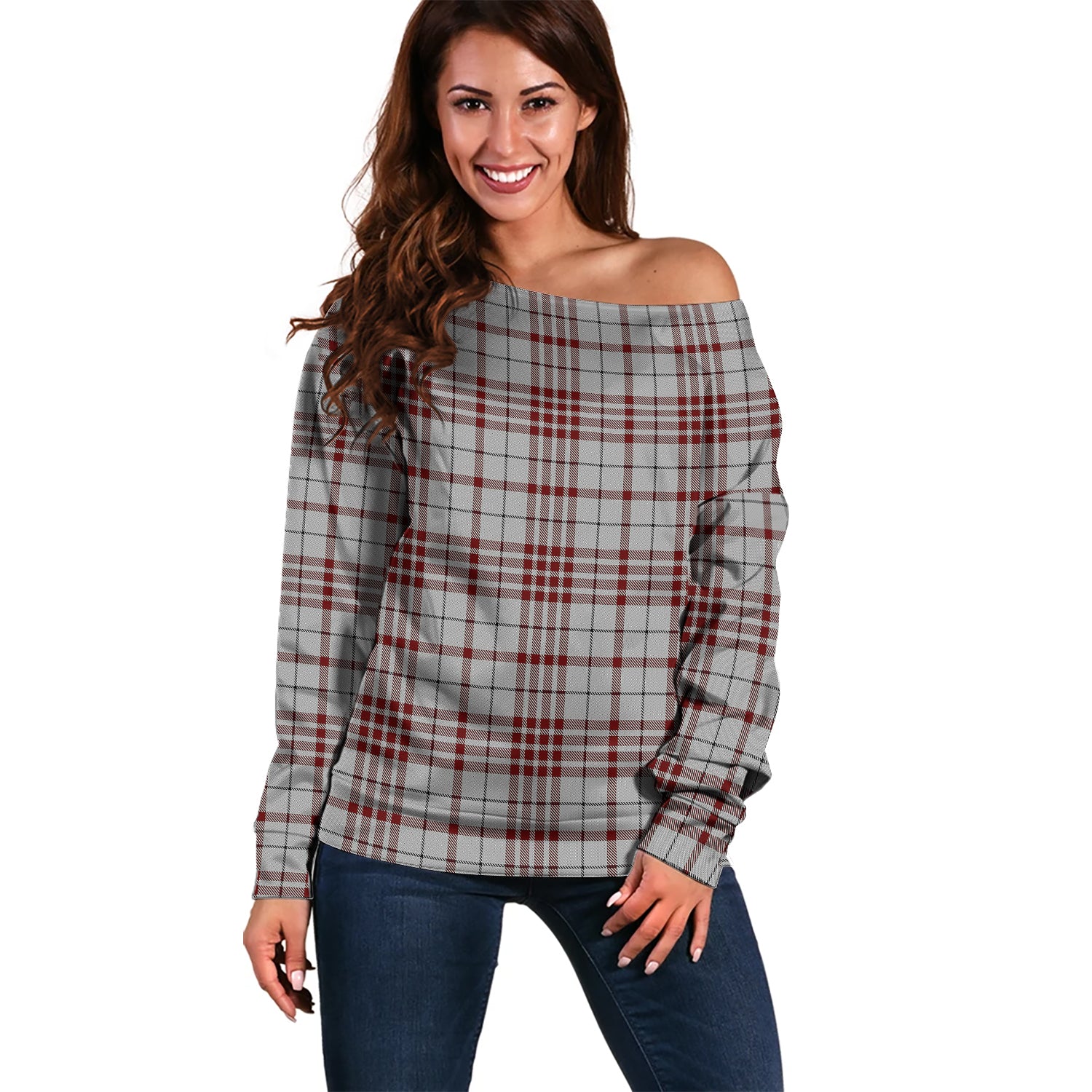 Clayton Tartan Off Shoulder Women Sweater Women - Tartanvibesclothing