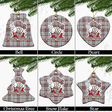 Clayton Tartan Christmas Ceramic Ornaments with Scottish Gnome Playing Bagpipes