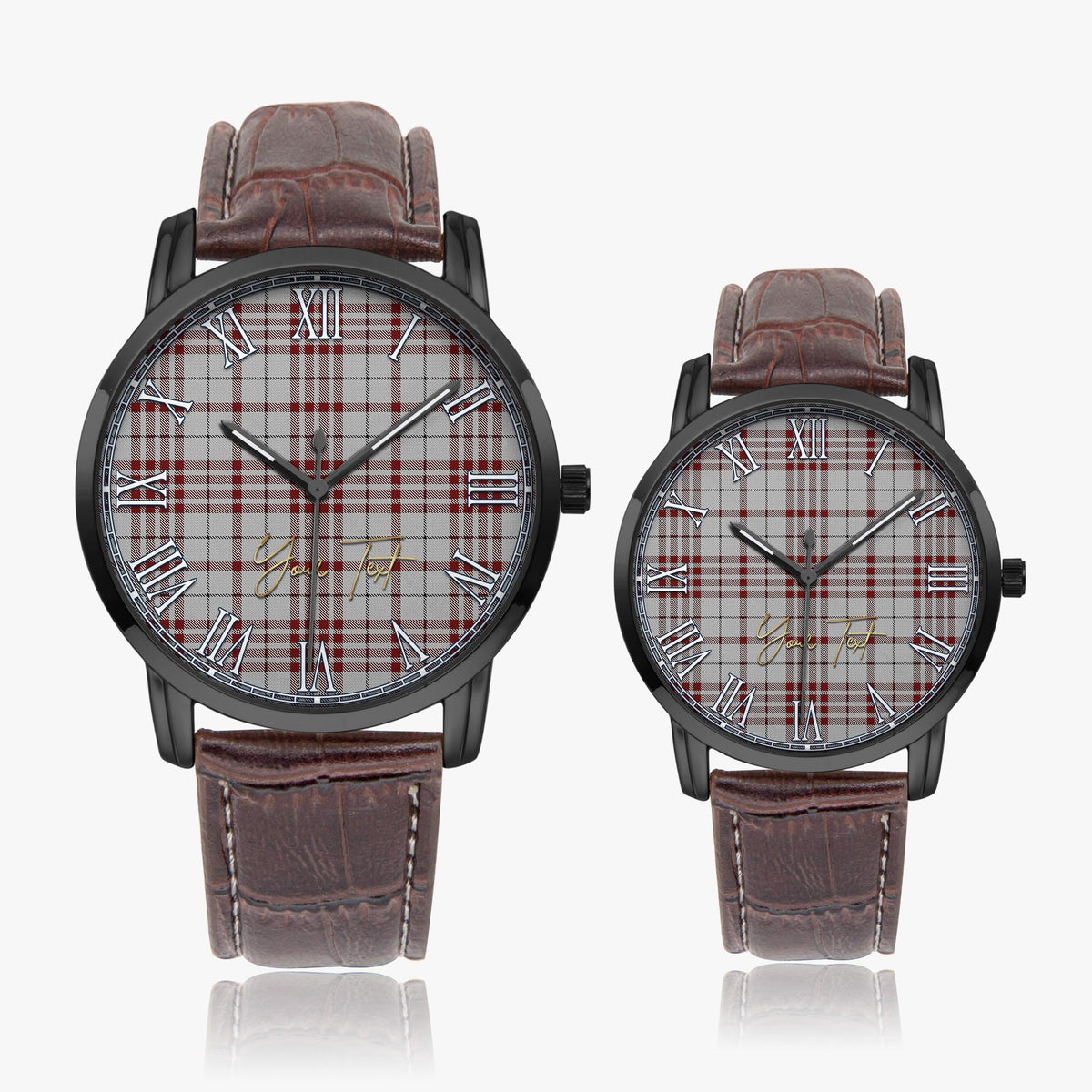 Clayton Tartan Personalized Your Text Leather Trap Quartz Watch - Tartan Vibes Clothing