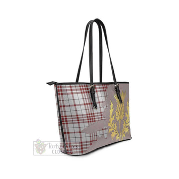 Clayton Tartan Leather Tote Bag Gold Thistle Style - Tartan Vibes Clothing