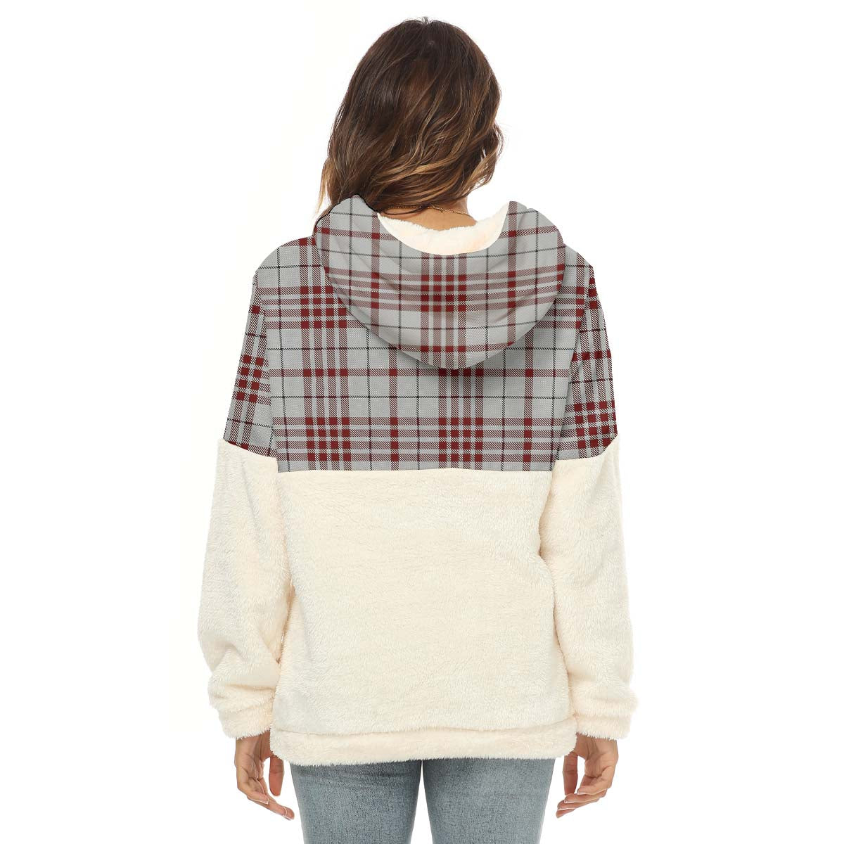 Clayton Tartan Women's Borg Fleece Hoodie With Half Zip - Tartanvibesclothing