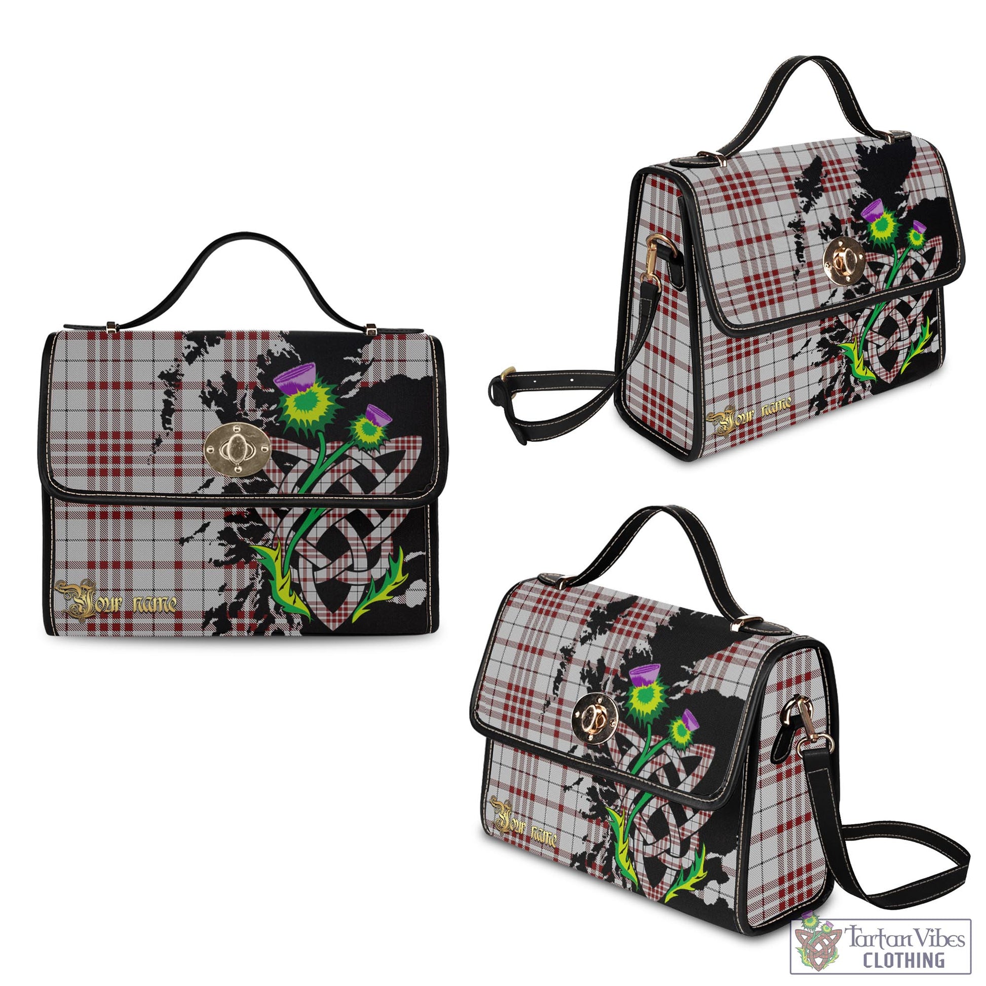 Tartan Vibes Clothing Clayton Tartan Waterproof Canvas Bag with Scotland Map and Thistle Celtic Accents