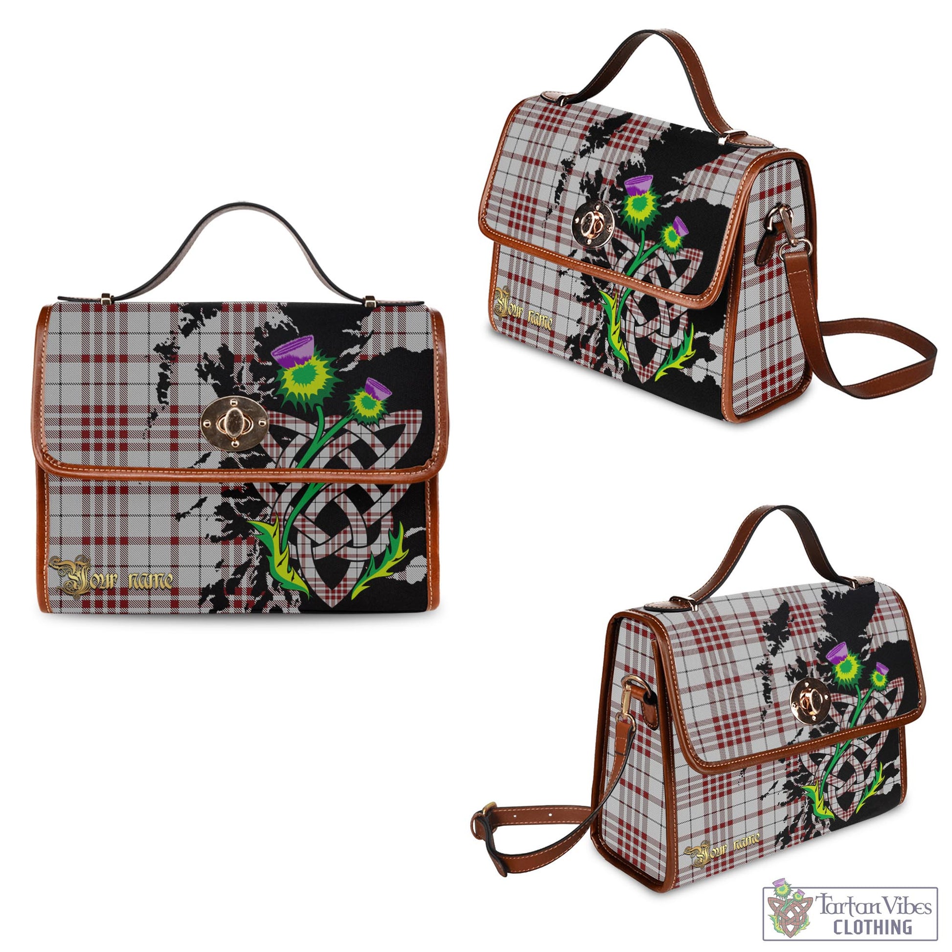 Tartan Vibes Clothing Clayton Tartan Waterproof Canvas Bag with Scotland Map and Thistle Celtic Accents