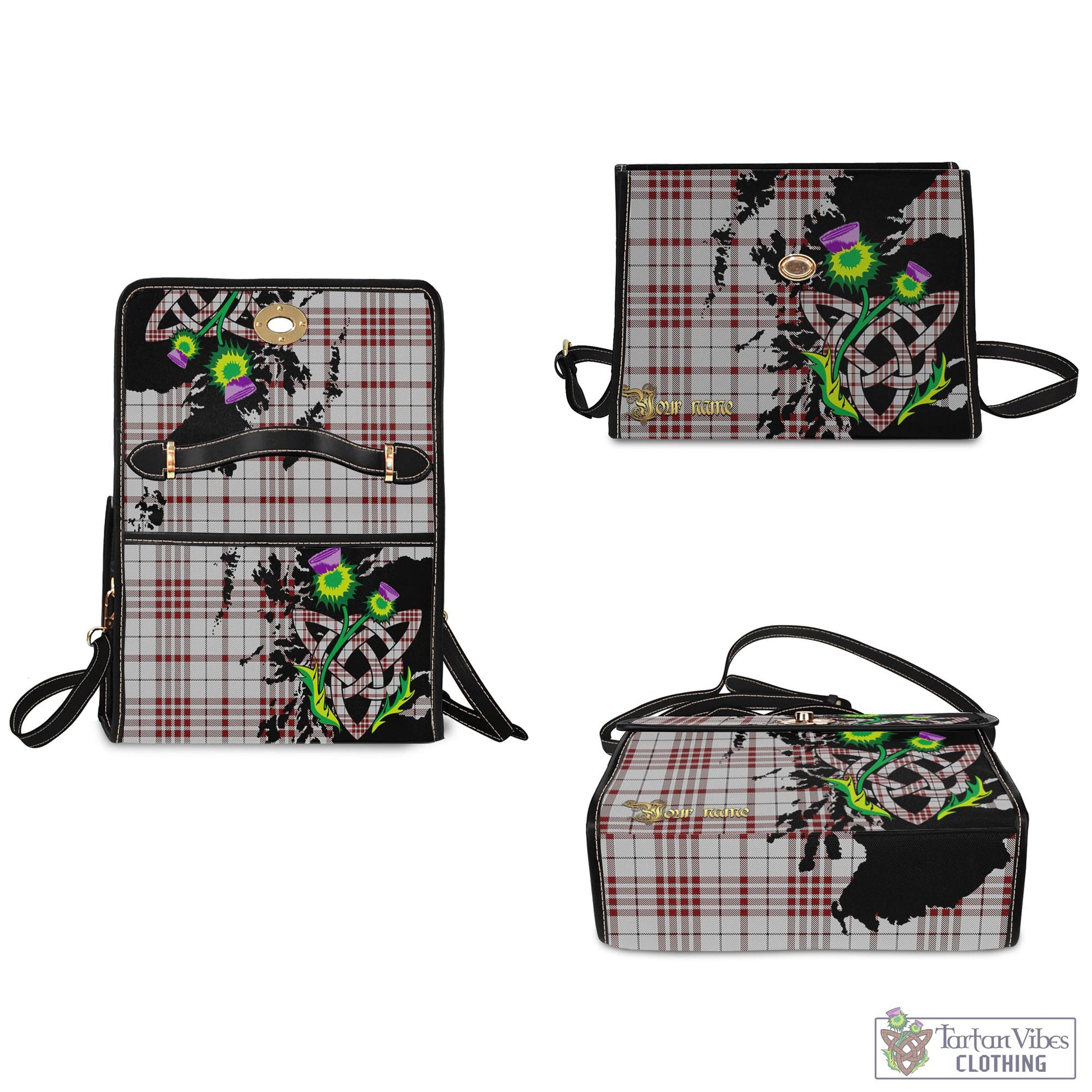 Tartan Vibes Clothing Clayton Tartan Waterproof Canvas Bag with Scotland Map and Thistle Celtic Accents