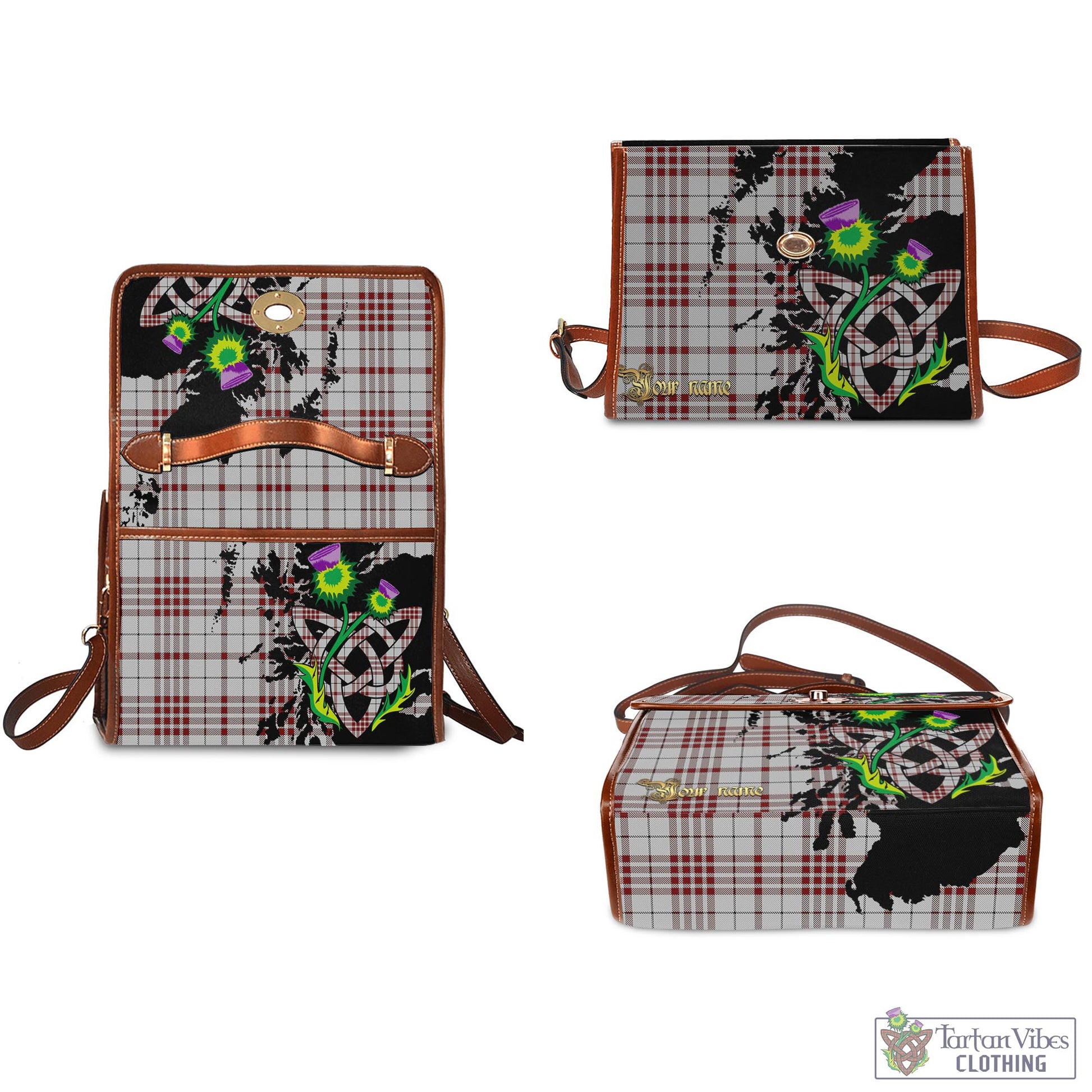 Tartan Vibes Clothing Clayton Tartan Waterproof Canvas Bag with Scotland Map and Thistle Celtic Accents