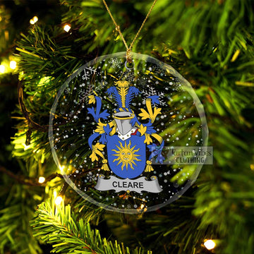 Cleare Irish Clan Christmas Glass Ornament with Coat of Arms