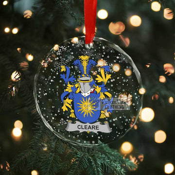 Cleare Irish Clan Christmas Glass Ornament with Coat of Arms