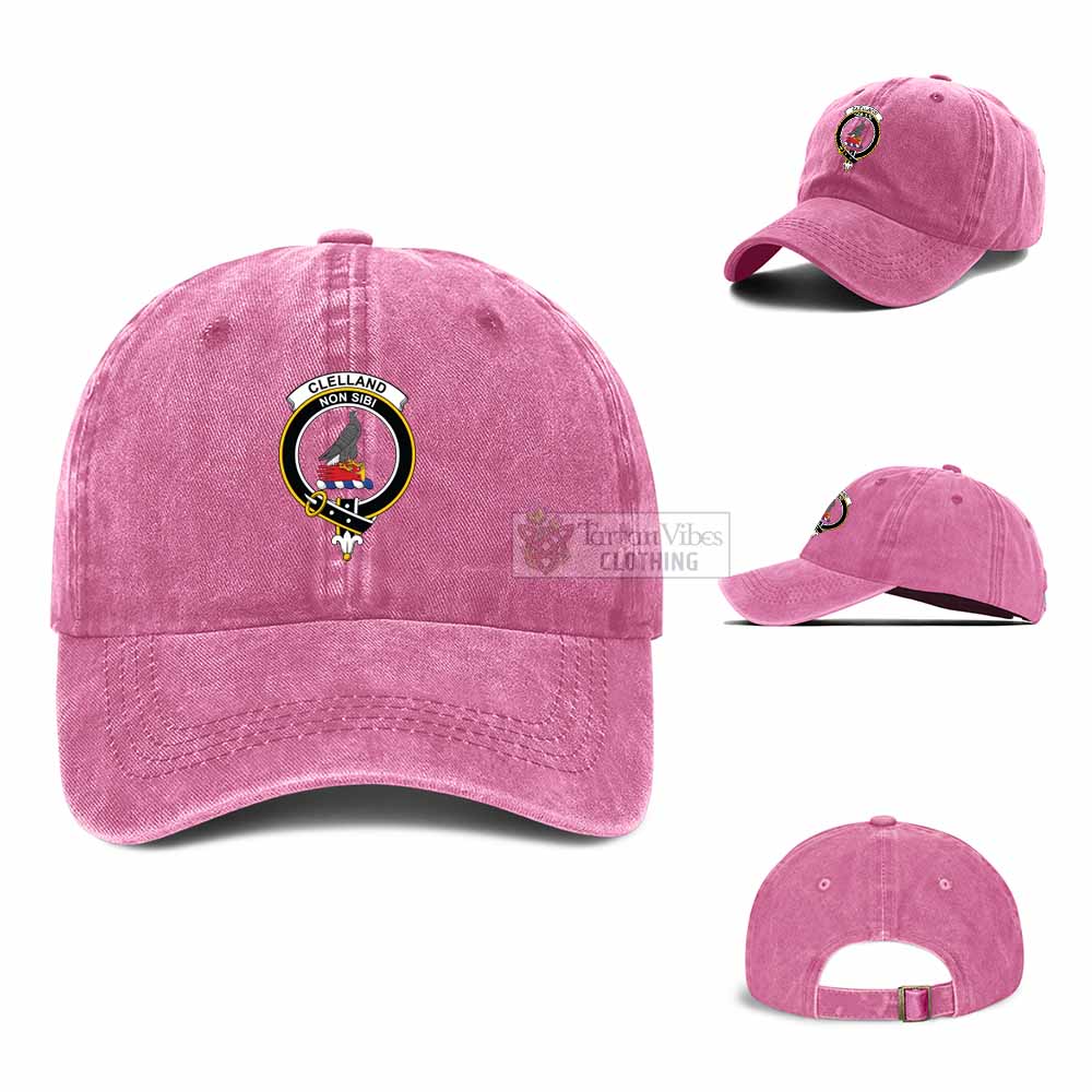 Clelland Family Crest Denim Baseball Cap - 2D-tartanvibesclothing