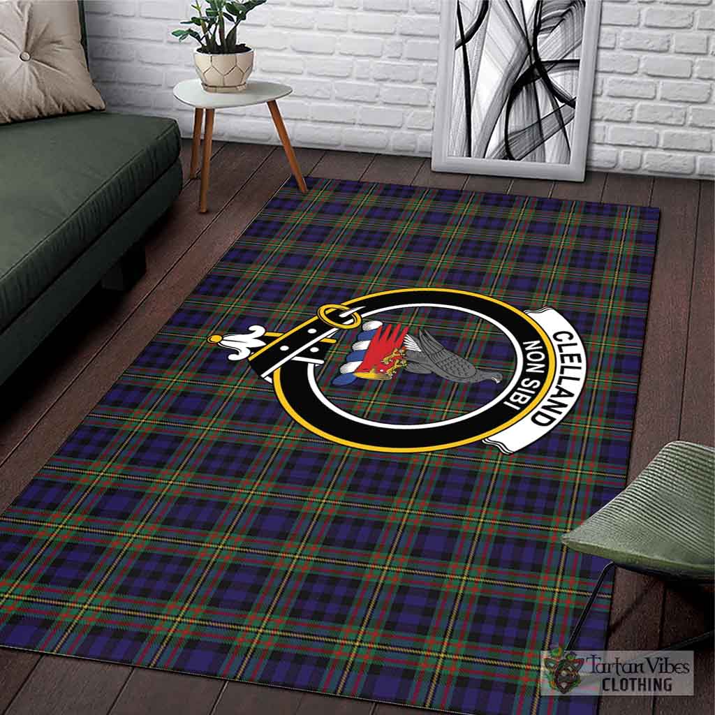 Tartan Vibes Clothing Clelland Tartan Area Rug with Family Crest