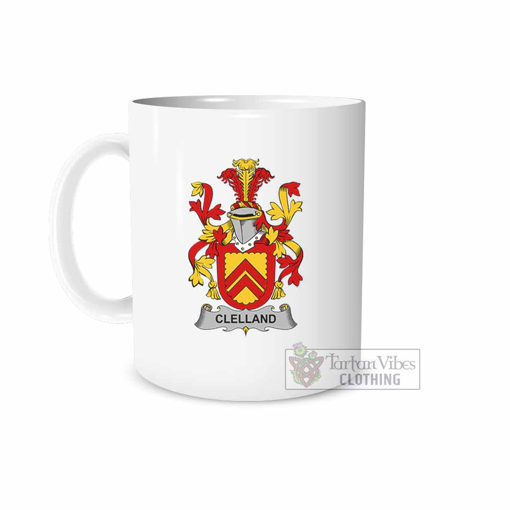Clelland Irish Clan Coat of Arms Ceramic Mug White - 2D-tartanvibesclothing