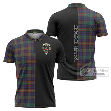 Clelland Tartan Zipper Polo Shirt with Family Crest and Half Of Me Style