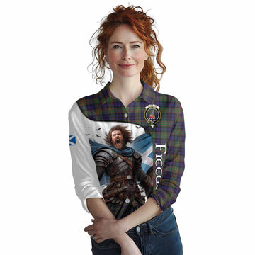 Clelland Crest Tartan Women's Casual Shirt Inspired by the Freedom of Scottish Warrior