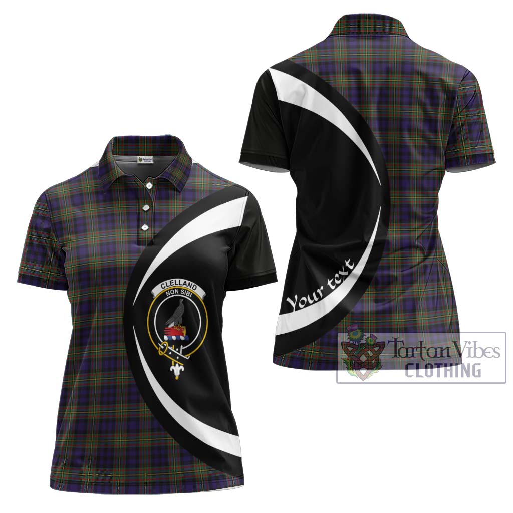 Clelland Tartan Women's Polo Shirt with Family Crest Circle Style Women - Tartan Vibes Clothing