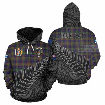 Clelland Crest Tartan Hoodie with New Zealand Silver Fern Half Style