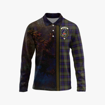 Clelland Tartan Family Crest Long Sleeve Polo Shirt Alba Gu Brath Be Brave Lion Ancient Style Unisex - Tartan Vibes Clothing