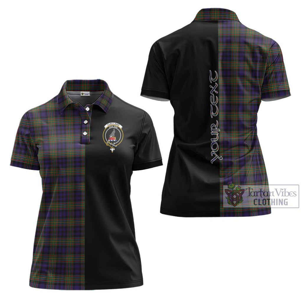 Clelland Tartan Women's Polo Shirt with Family Crest and Half Of Me Style Women - Tartanvibesclothing Shop